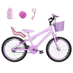 Bicicleta Infantil Aro 20 Rosa Bebê Kit E Roda Aero Rosa Bebê Com Cadeirinha