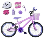 Bicicleta Infantil Aro 20 Rosa Bebê Kit E Roda Aero Roxa C/ Capacete E Kit Proteção