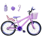 Bicicleta Infantil Aro 20 Rosa Bebê Kit E Roda Aero Roxa Com Cadeirinha