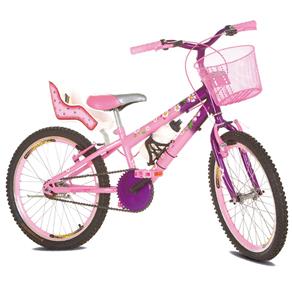 Bicicleta Infantil Aro 20 Sport Bike Flowers com Cadeirinha de Boneca