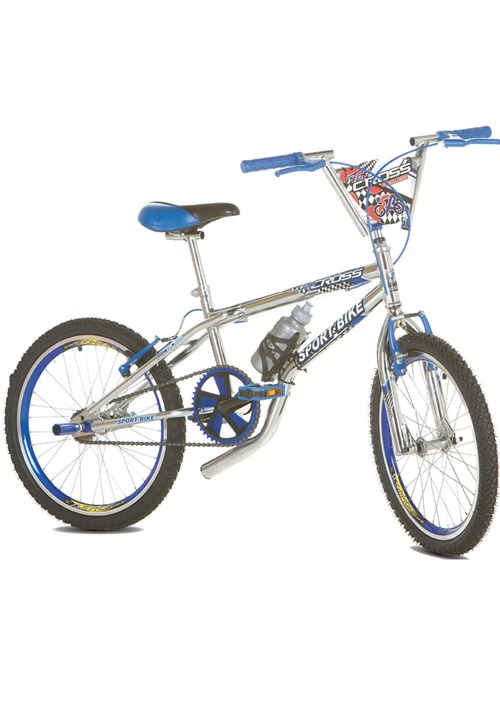 Bicicleta Infantil Aro 20 Top Cross Cromada Azul