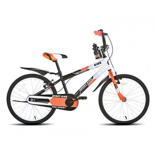 Bicicleta Infantil Aro 20 Top Cross Kids Preta e Laranja