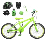 Bicicleta Infantil Aro 20 Verde Claro Kit E Roda Aero Verde C/ Capacete e Kit Proteção