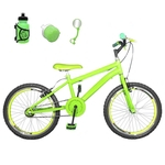 Bicicleta Infantil Aro 20 Verde Claro Kit E Roda Aero Verde Com Acessórios