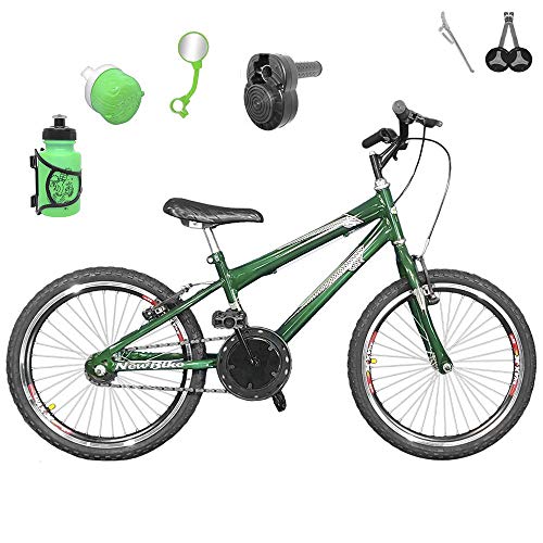 Bicicleta Infantil Aro 20 Verde Escuro Kit e Roda Aero Preto C/Acelerador Sonoro