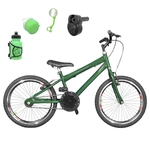 Bicicleta Infantil Aro 20 Verde Escuro Kit e Roda Aero Preto C/ Acelerador Sonoro