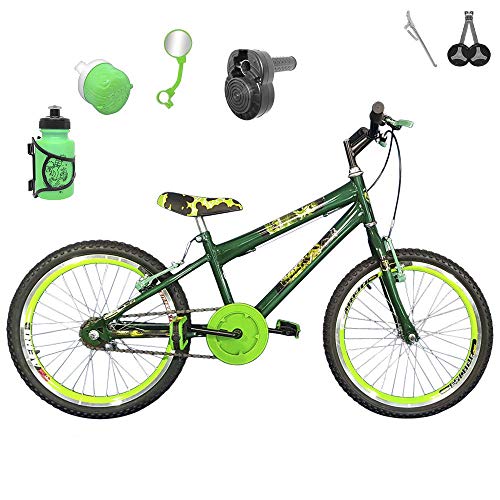 Bicicleta Infantil Aro 20 Verde Escuro Kit e Roda Aero Verde C/Acelerador Sonoro