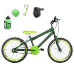 Bicicleta Infantil Aro 20 Verde Escuro Kit e Roda Aero Verde C/ Acelerador Sonoro