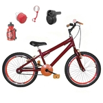 Bicicleta Infantil Aro 20 Vermelha Kit e Roda Aero Laranja C/ Acelerador Sonoro
