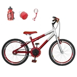 Bicicleta Infantil Aro 20 Vermelha Prata Kit E Roda Aero Vermelha Com Acessórios