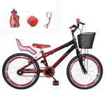 Bicicleta Infantil Aro 20 Vermelha Preta Kit E Roda Aero Vermelha Com Cadeirinha