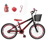 Bicicleta Infantil Aro 20 Vermelha Preta Kit E Roda Aero Vermelho Com Acessórios