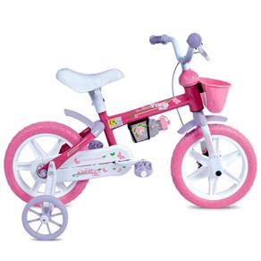 Bicicleta Infantil Aro 12 em Plástico Tina Mini-Houston - Rosa