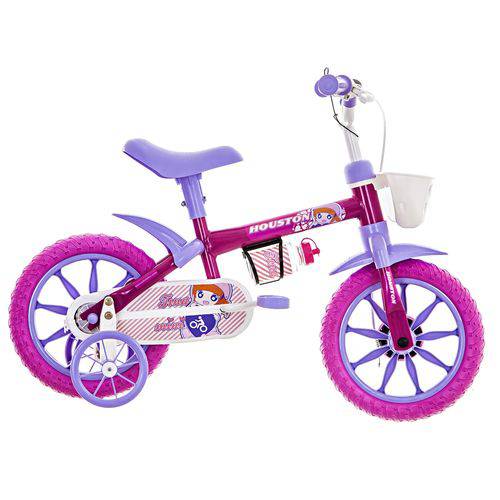 Bicicleta Infantil Aro 12 Houston Tina Mini com Rodinhas Rosa