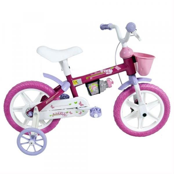 Bicicleta Infantil Aro 12 Houston Tina Mini com Rodinhas Rosa