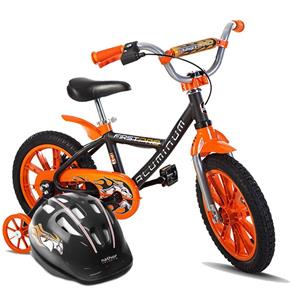 Bicicleta Infantil Aro 14 FirstPro Masculino C/ Capacete Preto - Alumínio Nathor