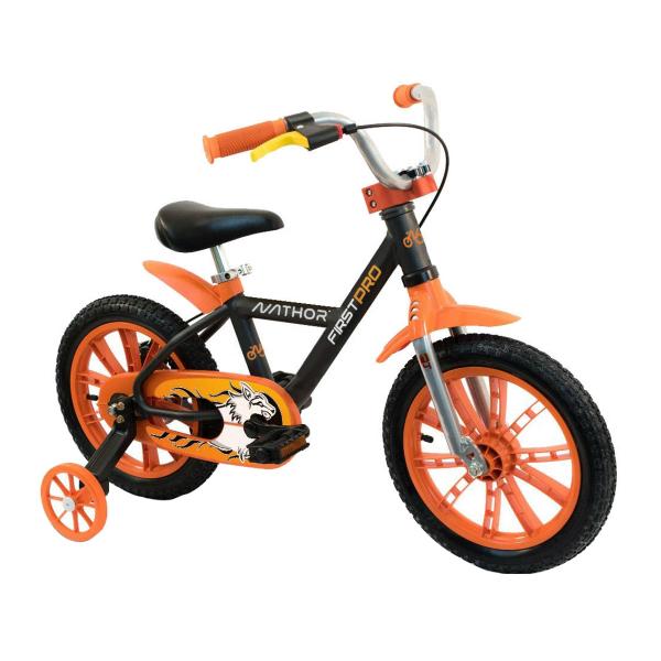 Bicicleta Infantil Aro 14 Nathor FirstPro Freio a Disco Preta