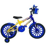 Bicicleta Infantil Aro 16 Amarela Azul Kit Azul Promocional