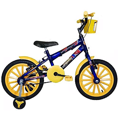 Bicicleta Infantil Aro 16 Azul Kit Amarelo Promocional
