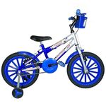 Bicicleta Infantil Aro 16 Azul Prata Kit Azul Promocional