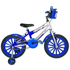 Bicicleta Infantil Aro 16 Azul Prata Kit Azul