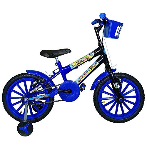Bicicleta Infantil Aro 16 Azul Preta Kit Azul Promocional