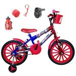 Bicicleta Infantil Aro 16 Azul Vermelha Kit Vermelho C/ Acelerador Sonoro