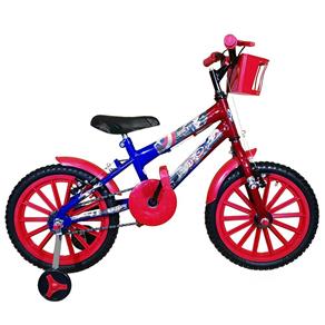 Bicicleta Infantil Aro 16 Azul Vermelha Kit Vermelho