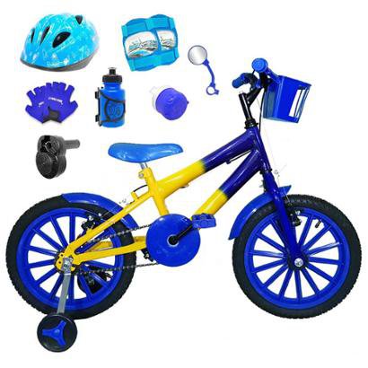 Bicicleta Infantil Aro 16 com Capacete, Kit Proteção e Acelerador