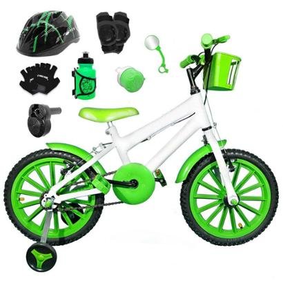 Bicicleta Infantil Aro 16 com Capacete, Kit Proteção e Acelerador