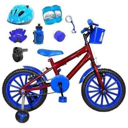 Bicicleta Infantil Aro 16 com Capacete, Kit Proteção e Acelerador