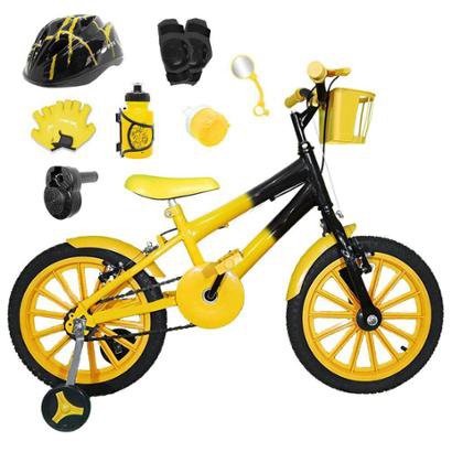 Bicicleta Infantil Aro 16 com Capacete, Kit Proteção e Acelerador