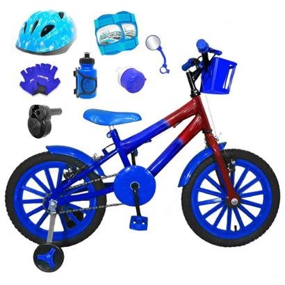 Bicicleta Infantil Aro 16 com Capacete, Kit Proteção e Acelerador