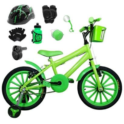 Bicicleta Infantil Aro 16 com Capacete, Kit Proteção e Acelerador