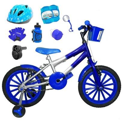 Bicicleta Infantil Aro 16 com Capacete, Kit Proteção e Acelerador