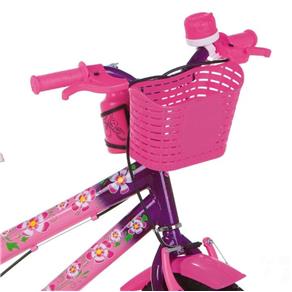 Bicicleta Infantil Aro 16 Flowers com Cadeirinha de Boneca.