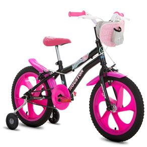 Bicicleta Infantil Aro 16 Houston Tina com Bolsa - Preta