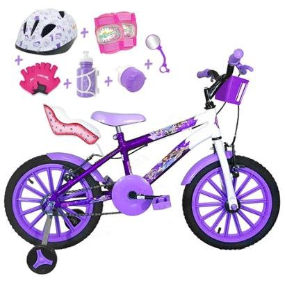 Bicicleta Infantil Aro 16+Kit Capacete+ Kit Proteção+ Cadeirinha