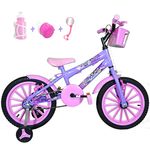 Bicicleta Infantil Aro 16 Lilás Kit Rosa Bebê C/ Acessórios