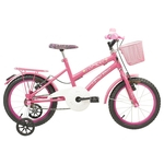 Bicicleta Infantil Aro 16 Mega Bike July Com Garupa E Cestinha Pink