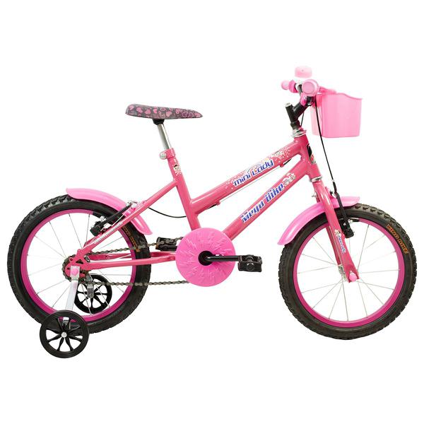 Bicicleta Infantil Aro 16 Mega Bike Mini Lady com Buzina e Cestinha Pink