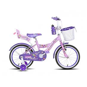 Bicicleta Infantil Aro 16 Melissa com Cadeirinha de Boneca Rosa e Roxa