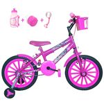 Bicicleta Infantil Aro 16 Pink Kit Pink C/ Acessórios