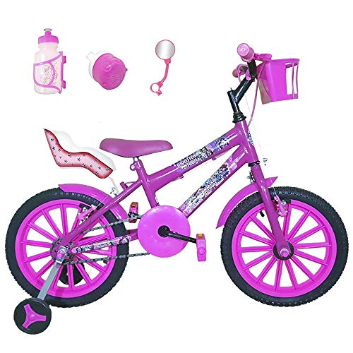 Bicicleta Infantil Aro 16 Pink Kit Pink C/Cadeirinha para Boneca