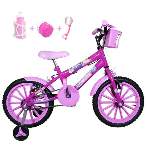Bicicleta Infantil Aro 16 Pink Kit Rosa Bebê C/ Acessórios