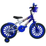Bicicleta Infantil Aro 16 Prata Azul Kit Azul Promocional