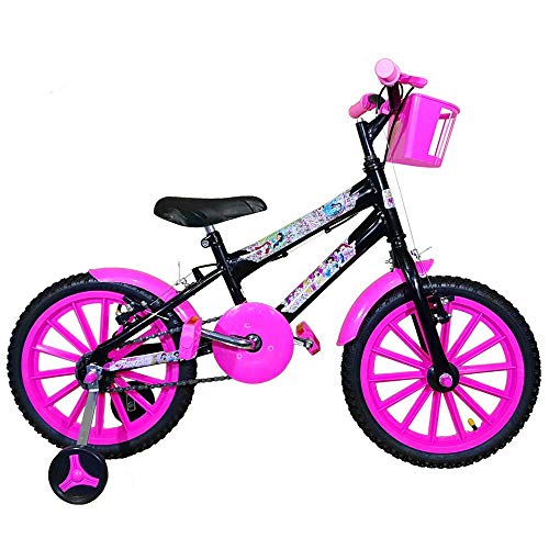 Bicicleta Infantil Aro 16 Preta Kit Pink Promocional