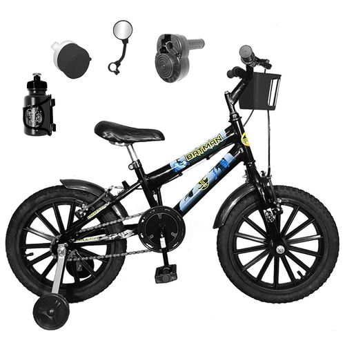 Bicicleta Infantil Aro 16 Preta Kit Preto C/ Acelerador Sonoro
