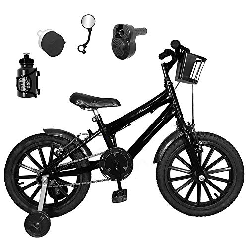 Bicicleta Infantil Aro 16 Preta Kit Preto C/Acelerador Sonoro