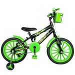 Bicicleta Infantil Aro 16 Preta Kit Verde Promocional